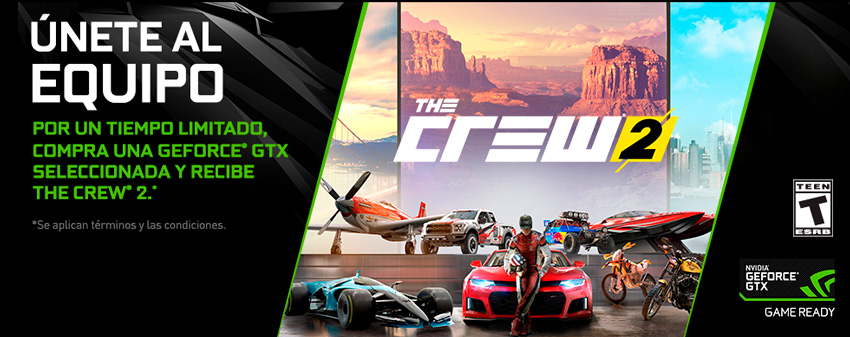 Compra una tarjeta gráfica NVIDIA GeForce GTX 1060 o superior y recibe The Crew 2 Gratis